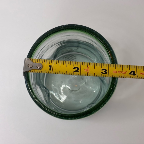 Azteca's Design Mexican Hand Blown Dimpled Drinking Glass Tumbler Clear/Green - Picture 11 of 11